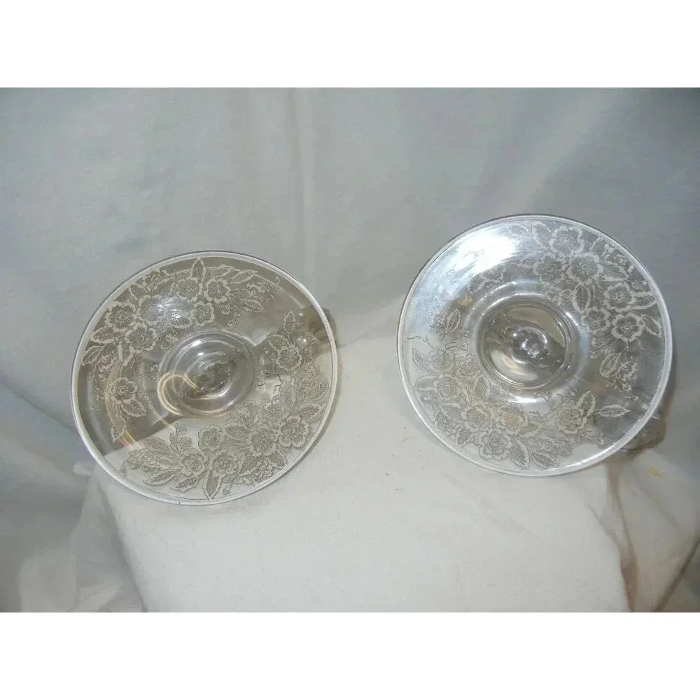 Crystal Candlestick Holder silver City Mid Century, Sterling Silver overlay